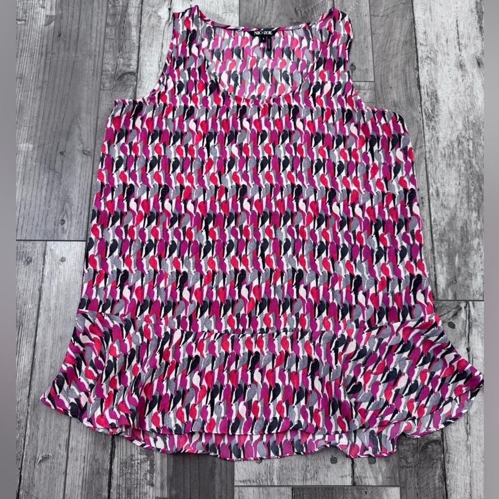 NIC + ZOE Plus Geo Pane Tank Top Sleeveless Multicolor Shirt Small